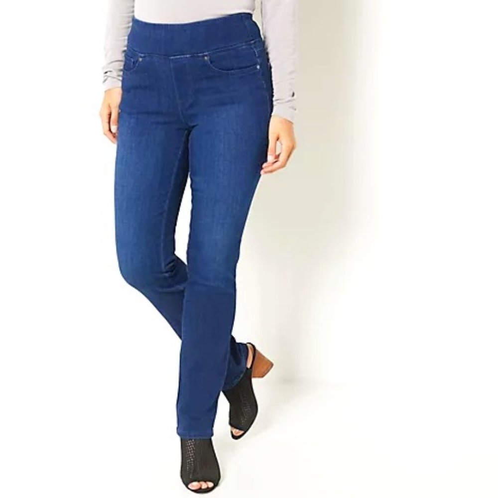 Belle Kim Gravel Primabelle Pull On Jeans 26W  Dark Indigo